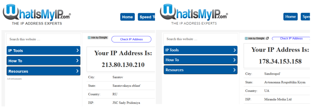 Adresses IP privées Russie Ukraine